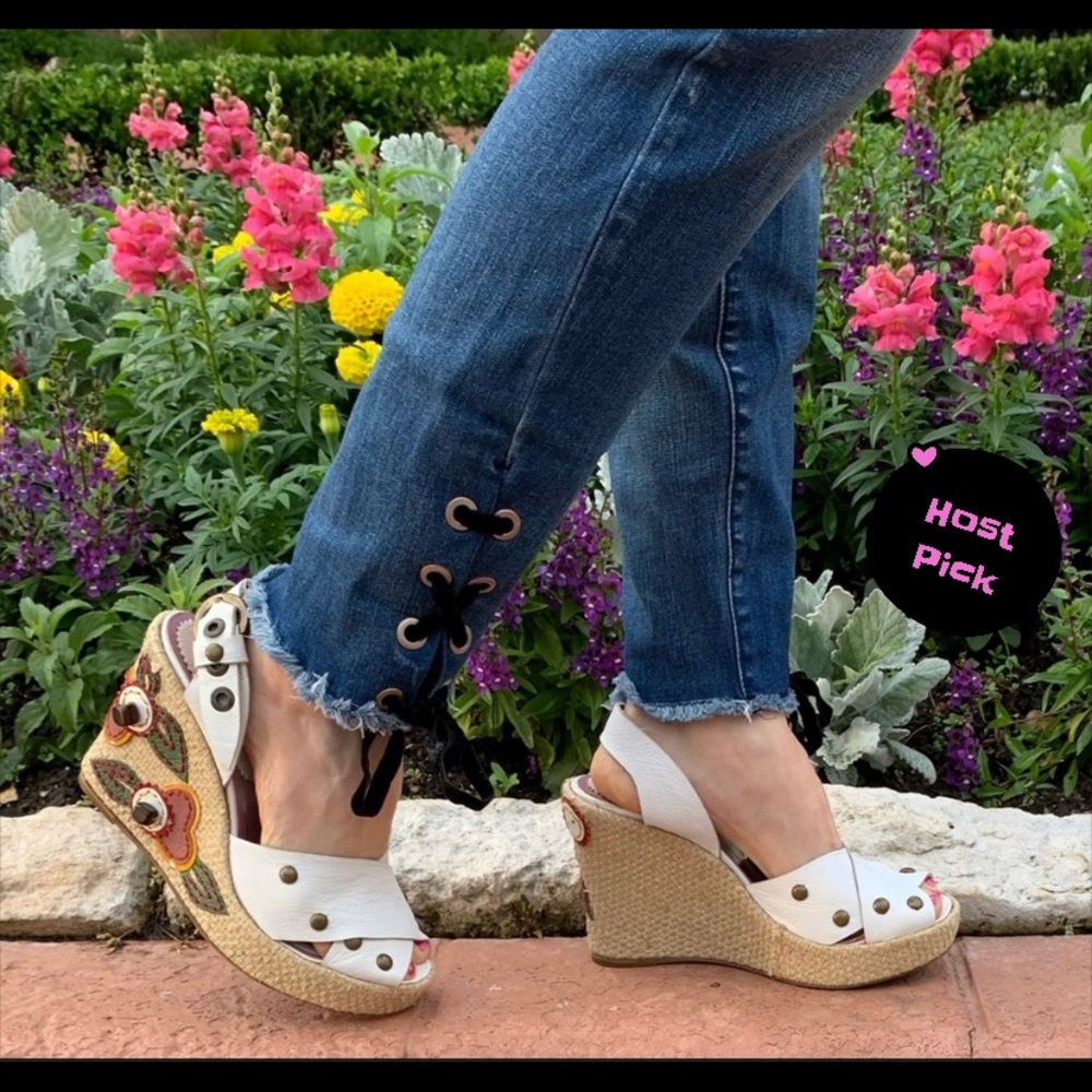 Pan Tulipani Embellished Wedge Sandals.